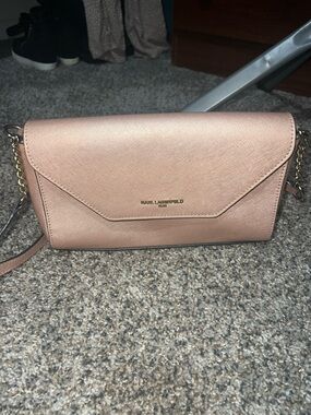 Karl Lagerfeld Blush Pink Envelope Crossbody Bag